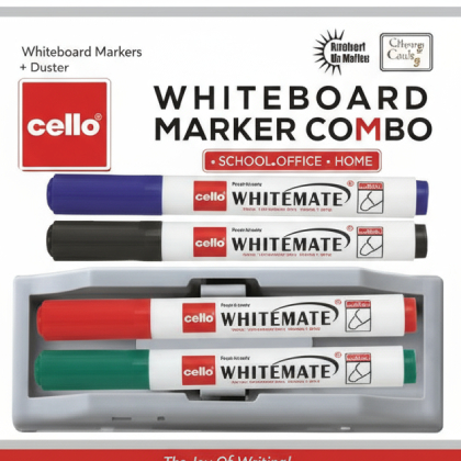 Cello Whiteboard Marker Combo Duster (Set of 5, Multicolor)