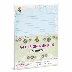 Vidya A4 Designer Sheets 20 sheets one side Rule